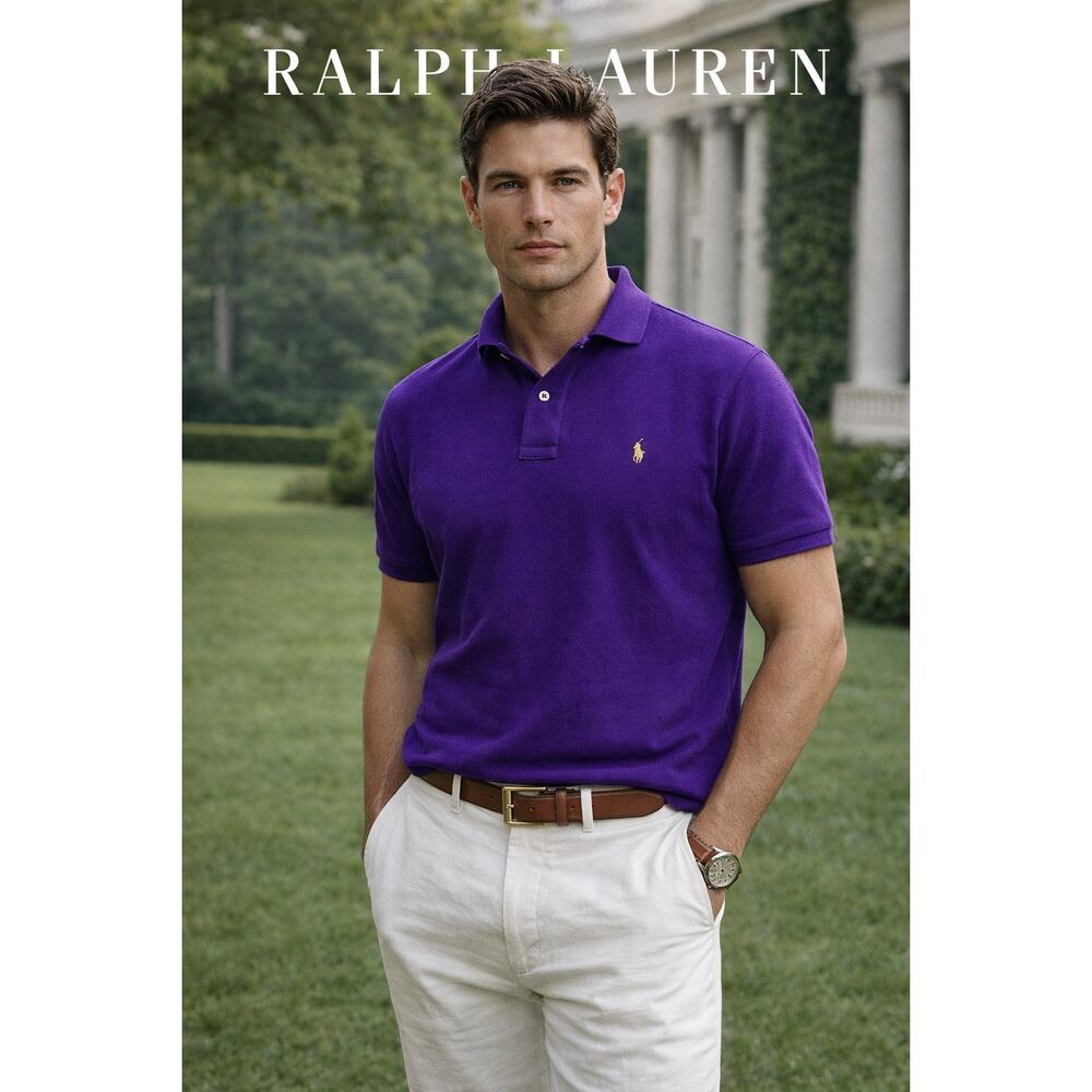 Polo Ralph Lauren RARE Y2K Polo XL Purple Yellow Pony Golf Bolivia Oversized EUC